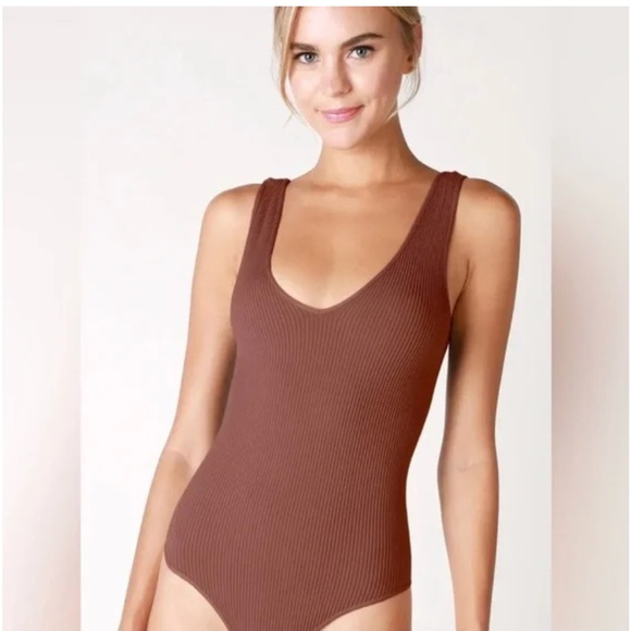 Abercrombie & Fitch Tops - Abercrombie & Fitch Soft A&F Collection Brown Ribbed One Piece Bodysuit Size XXL